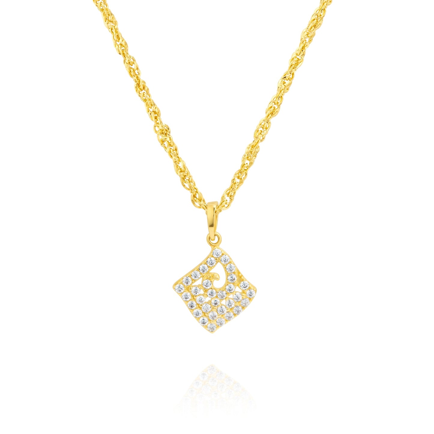 18K Pure Gold Stone Necklace
