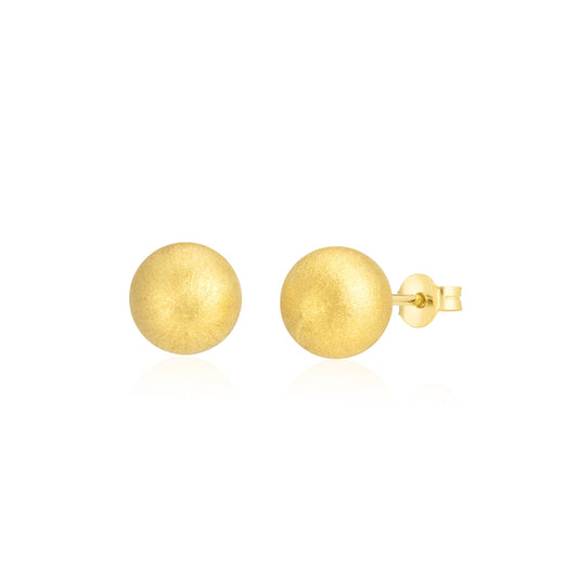 18K Pure Gold Ball Stud Earrings