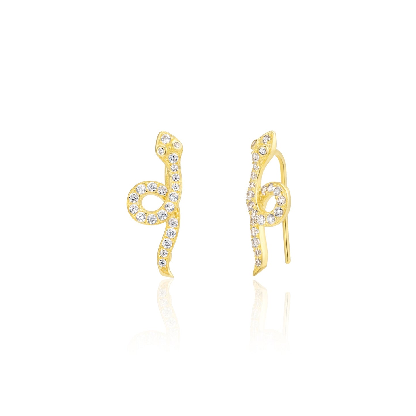18K Pure Gold Snake Earrings