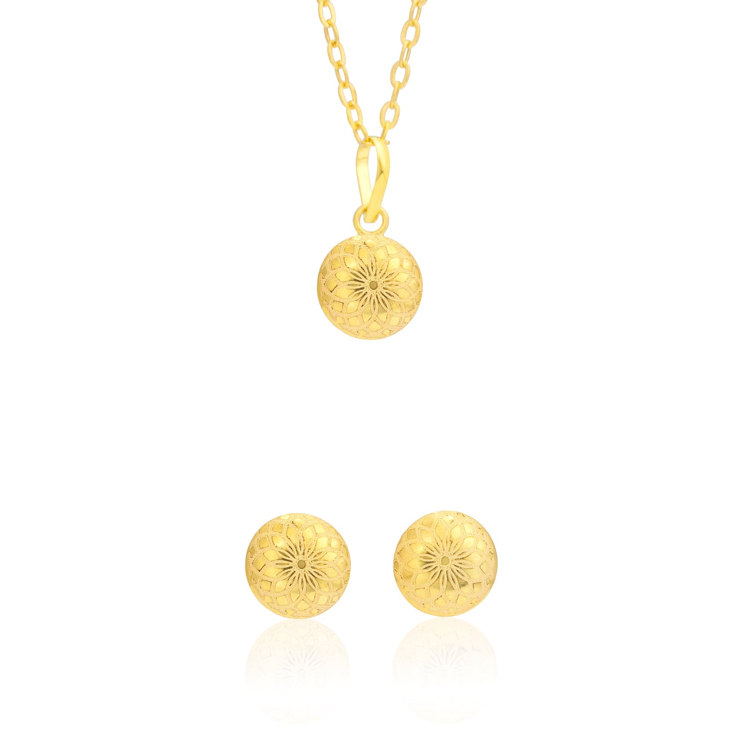 18K Pure Gold Fine Round Jewelry Set