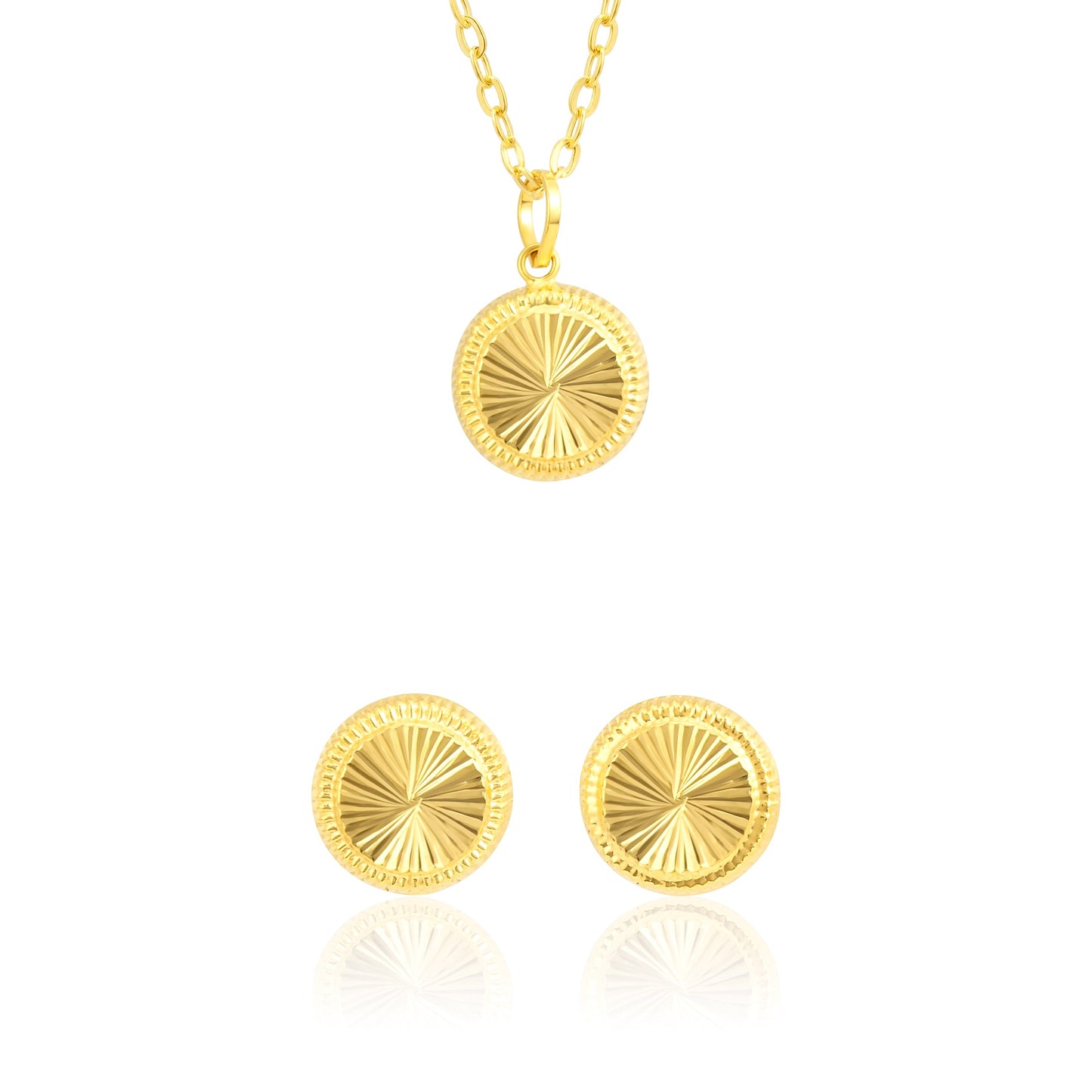 18K Pure Gold Screw Round Jewelry Set