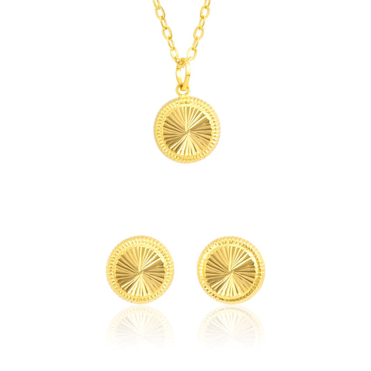 18K Pure Gold Screw Round Jewelry Set