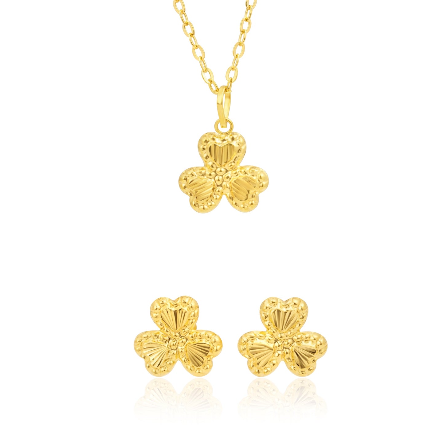 18K Pure Gold Fine Flower Jewelry Set