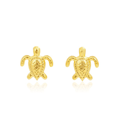 18K Pure Gold Turtle Screw Earring Set