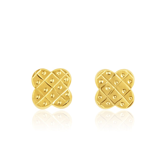 18K Pure Gold Elegant Screw Earring Set