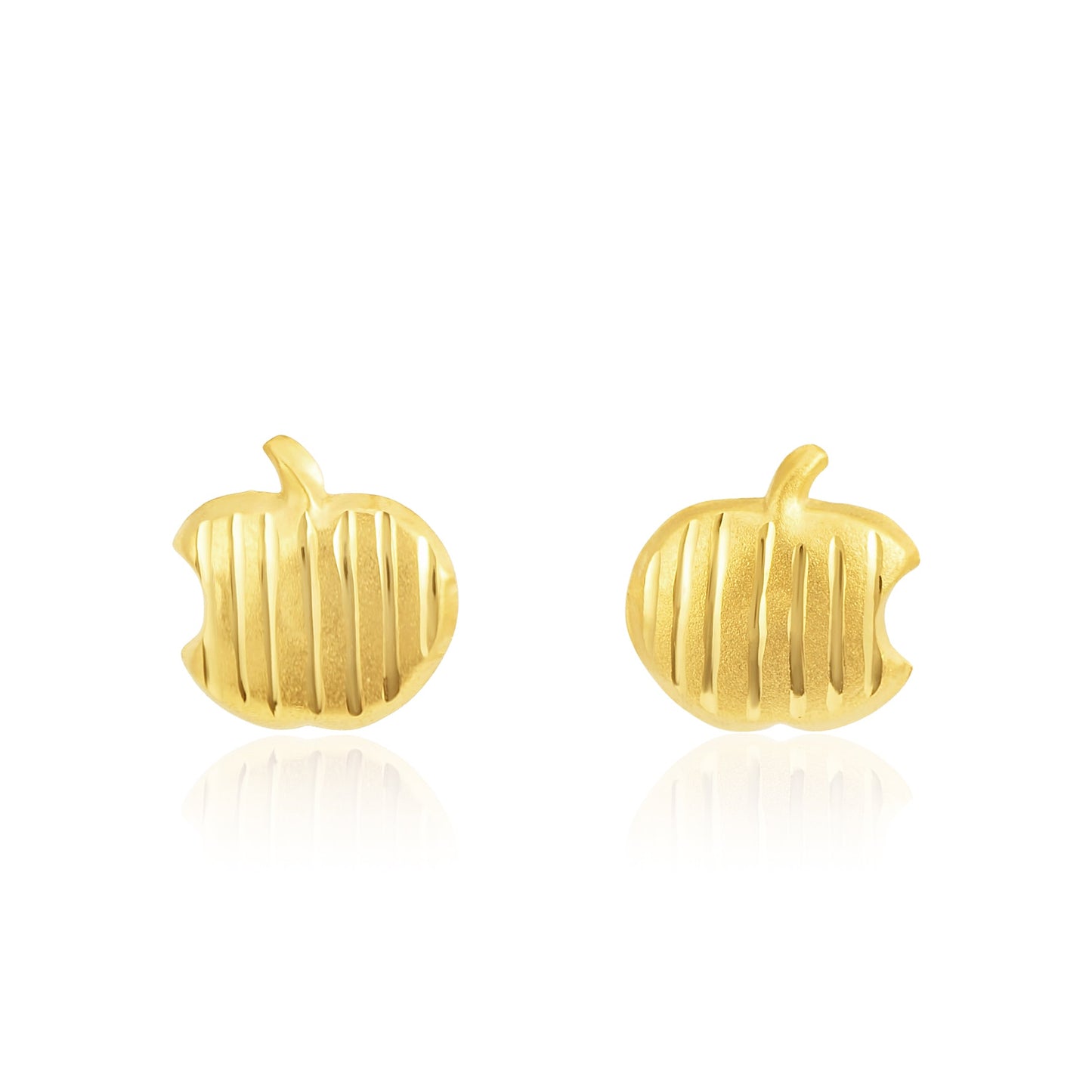 18K Pure Gold Apple Screw Earring Set