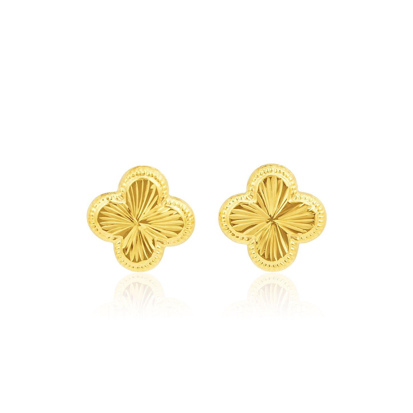 18K Pure Gold V.C Flower Screw Earring Set