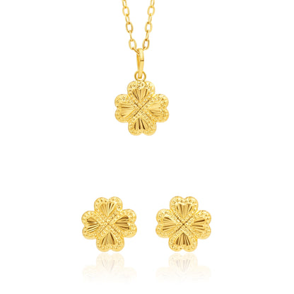 18K Pure Gold Fine Butterfly Jewelry Set