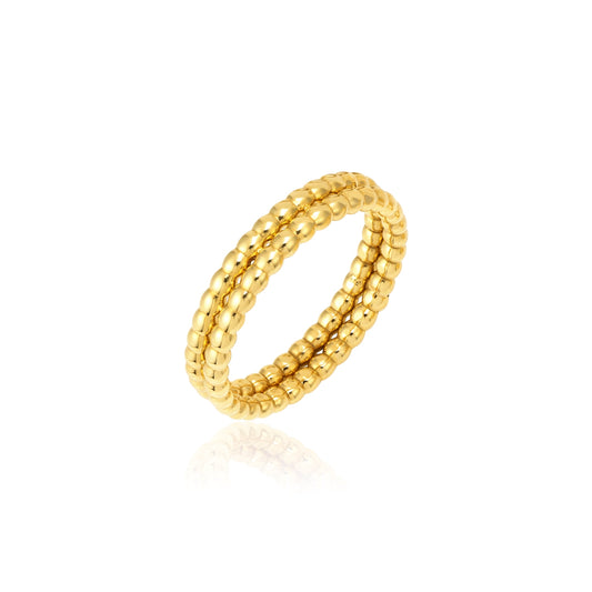 18K Pure Gold Double Layer Seed Ring