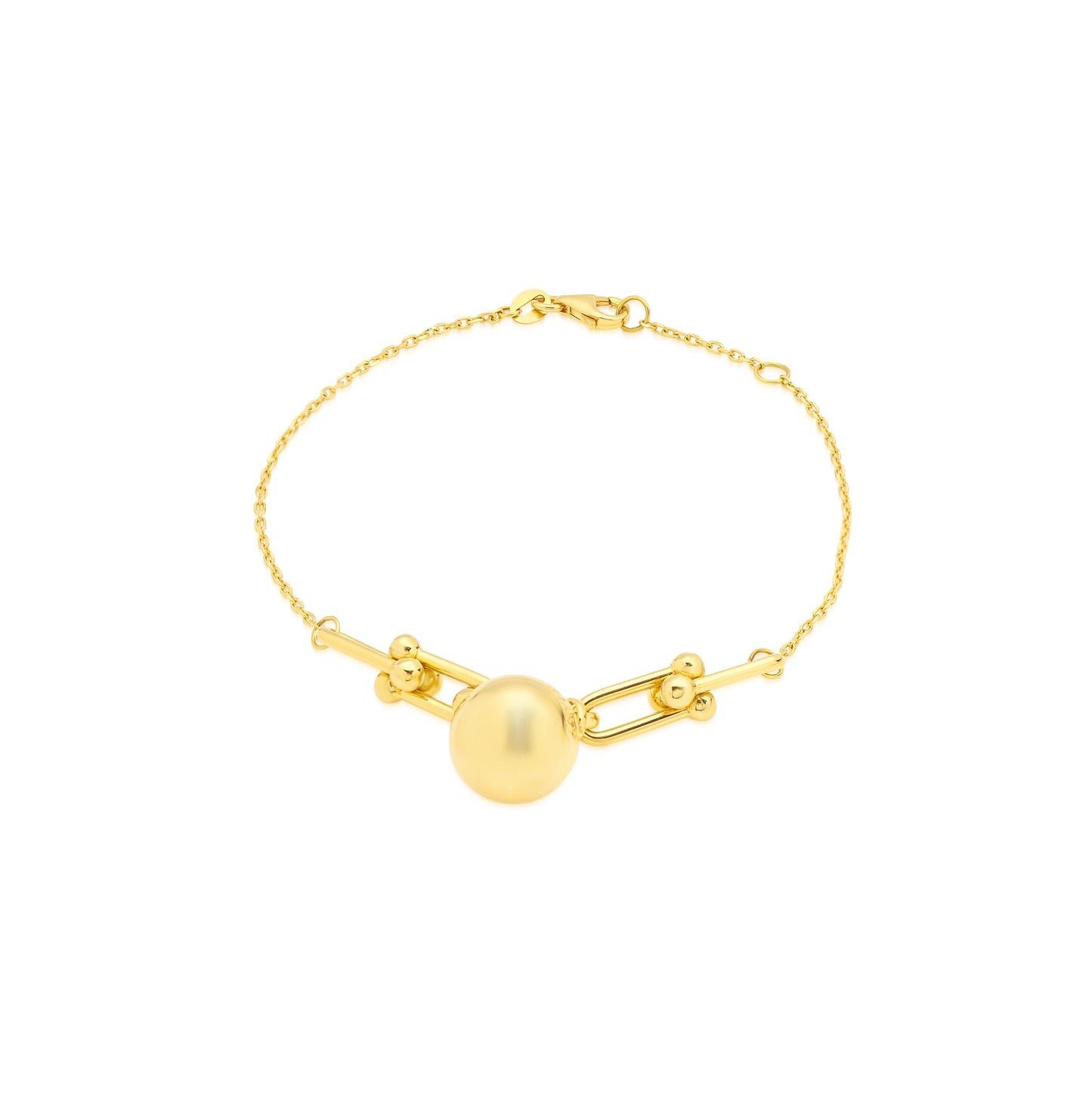18K Pure Gold U-Linked Ball Bracelet