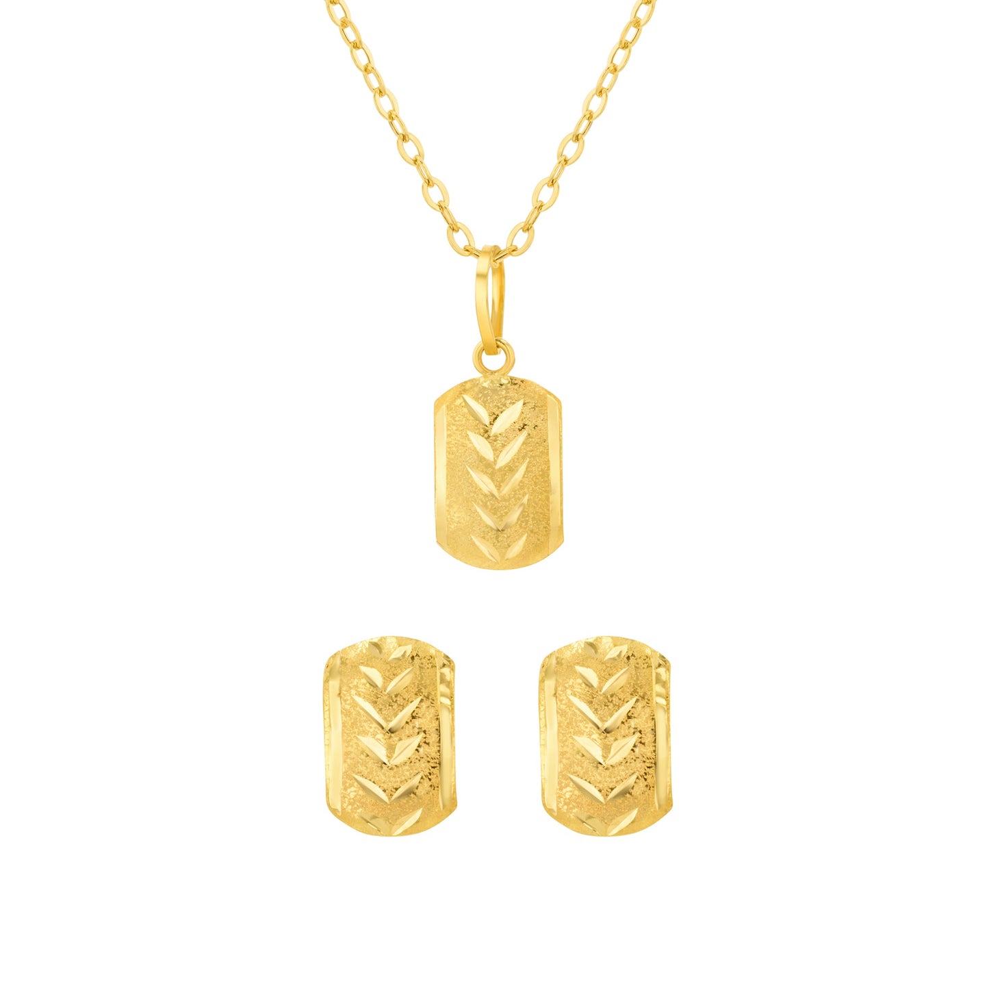 18K Pure Gold Curved Square Screw Jewelry Set