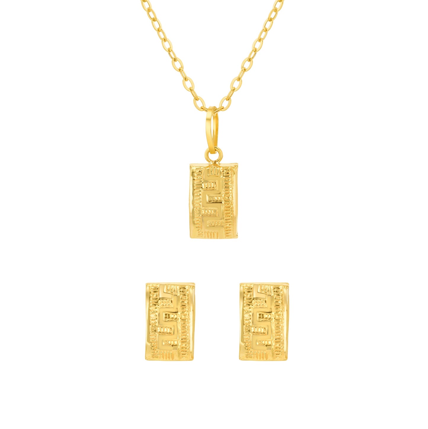 18K Pure Gold Square Screw Jewelry Set