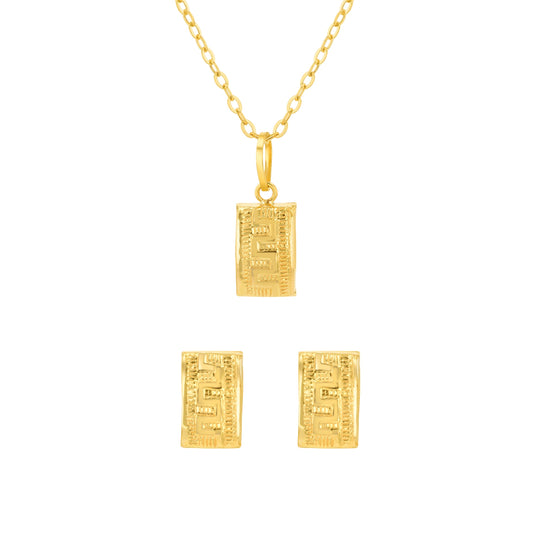 18K Pure Gold Square Screw Jewelry Set