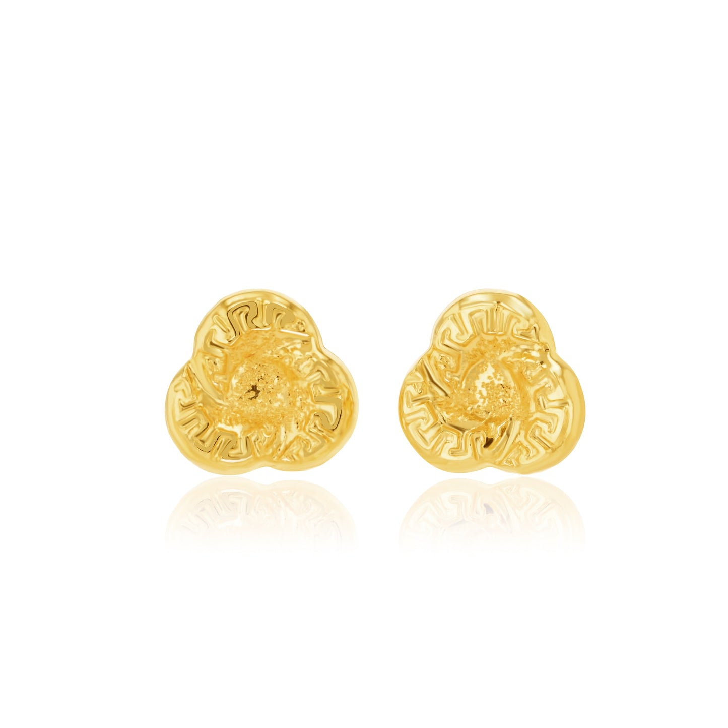 18K Pure Gold Flower Screw Earring Set