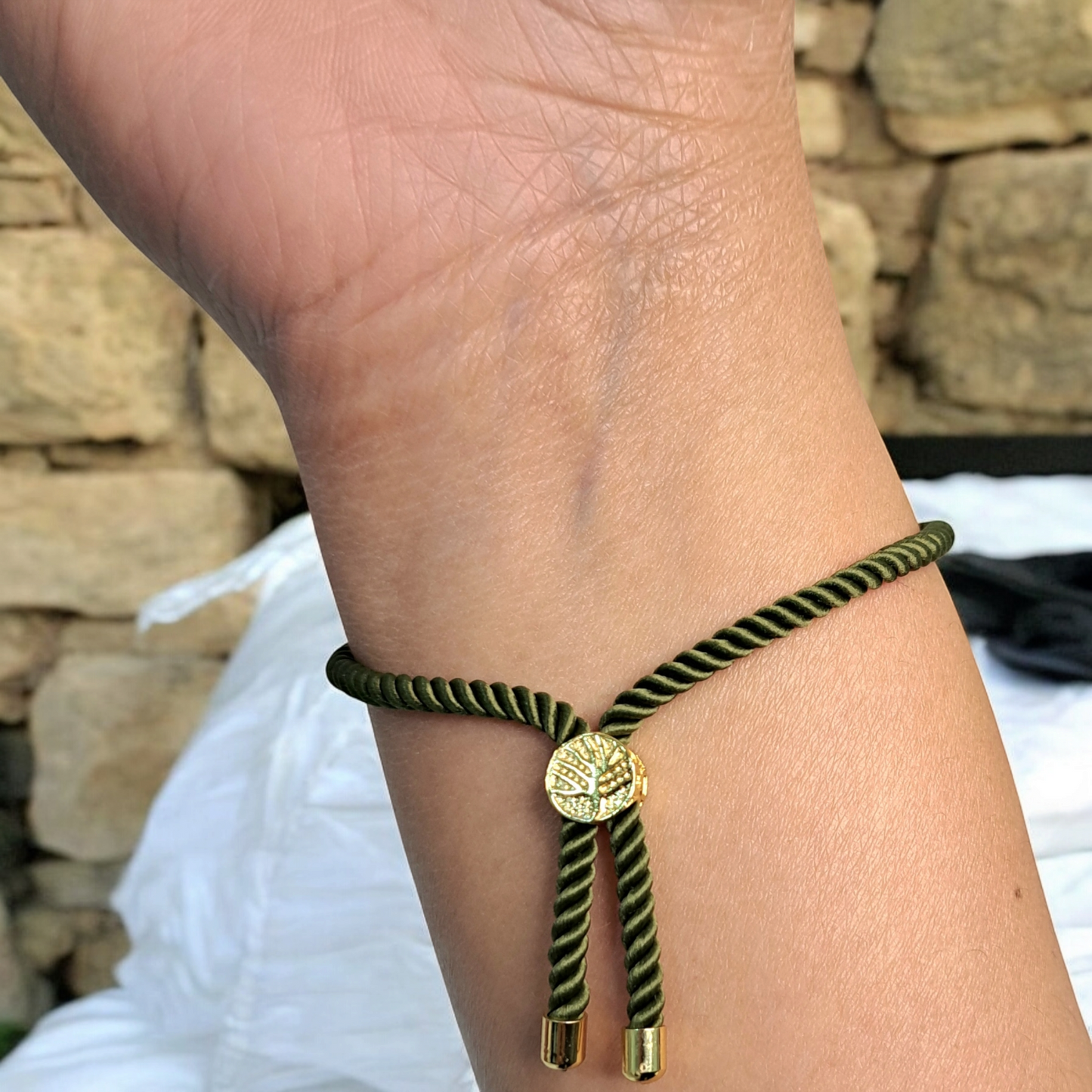 21K Pure Gold Thread Adjustable Flower Design Bracelet