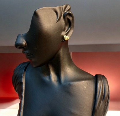 18K Pure Gold Heart Earring Set