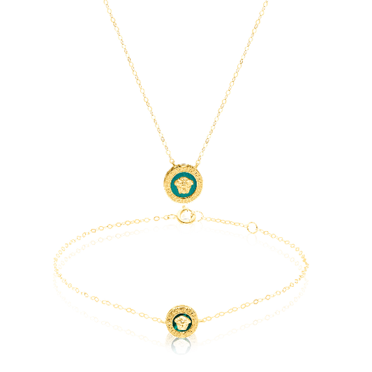 18K Pure Gold Green V.R.C Jewelry Set