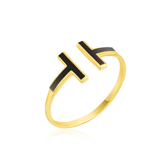 18K Pure Gold T Ring