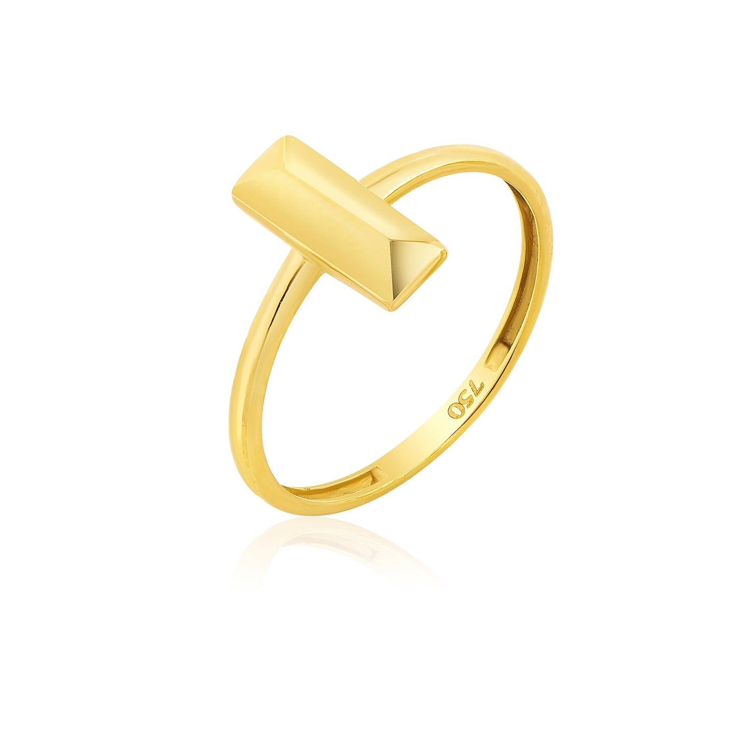 18K Pure Gold Square Bar Ring