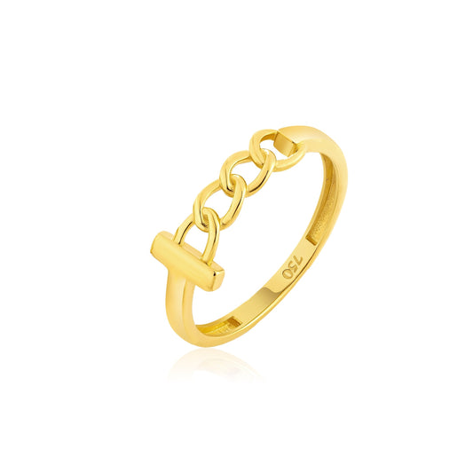18K Pure Gold Elegant Linked Ring