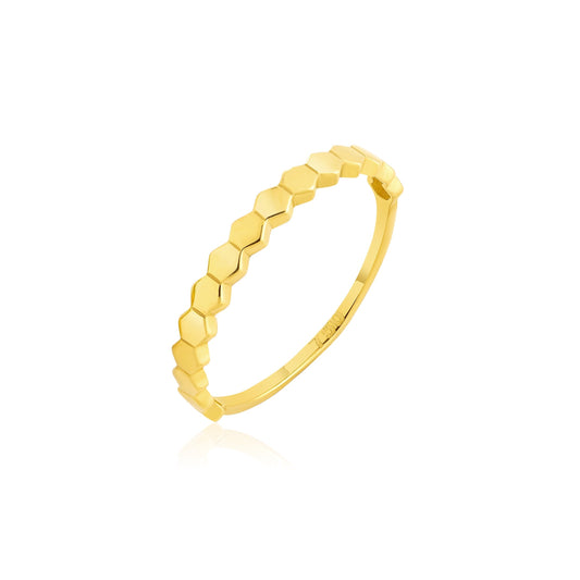 18K Pure Gold Hexagon Ring