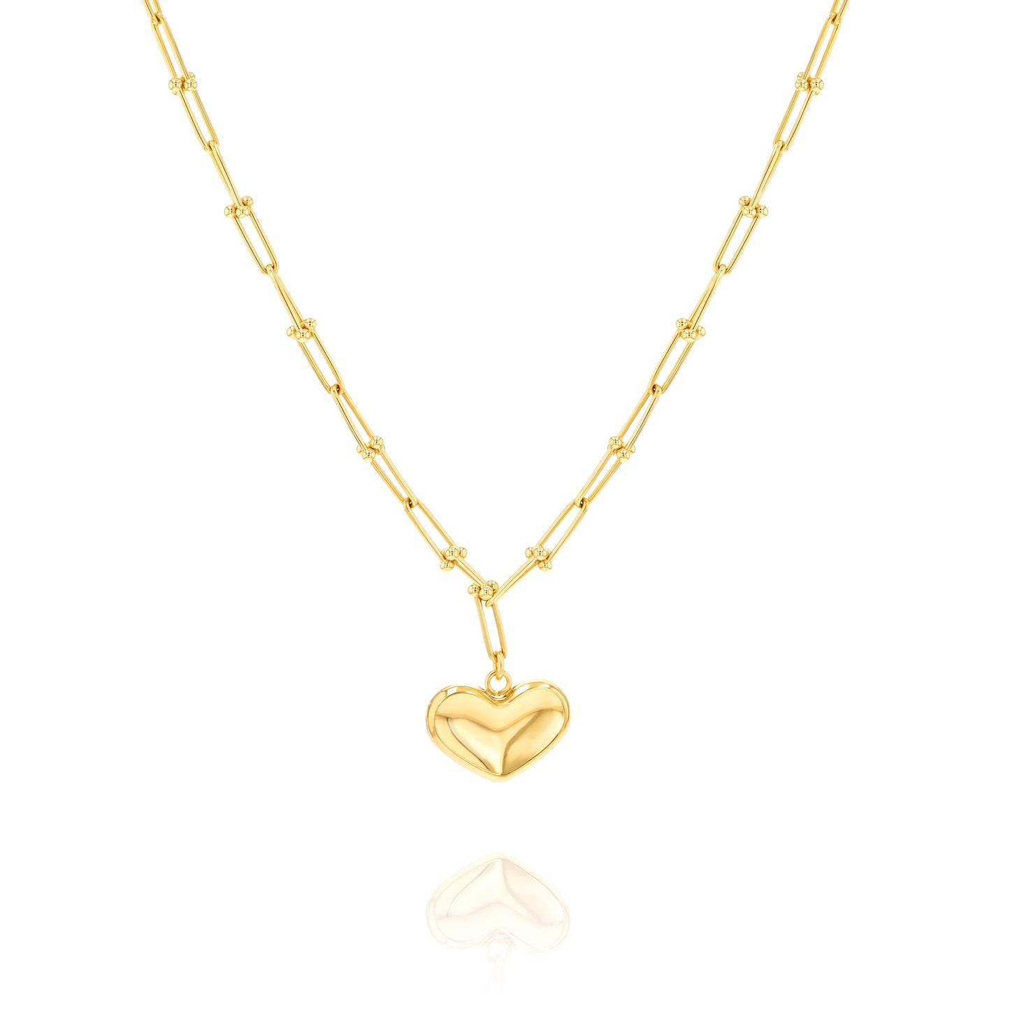 18K Pure Gold Elegant U-Link Heart Jewelry Set