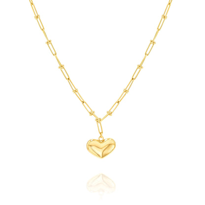 18K Pure Gold Elegant U-Link Heart Jewelry Set