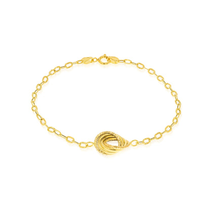 18K Pure Gold Circle Knot Jewelry Set