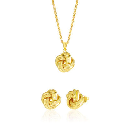 18K Pure Gold Twisted Knot Jewelry Set