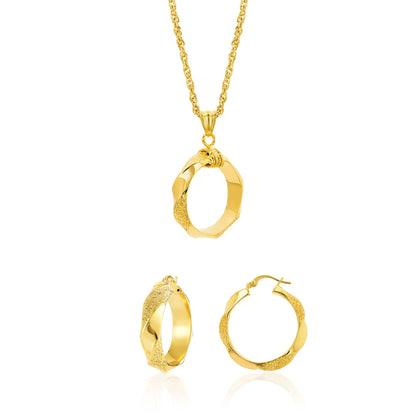18K Pure Gold Round Jewelry Set