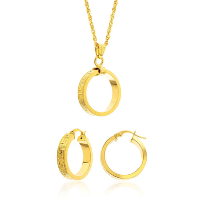 18K Pure Gold Round Jewelry Set