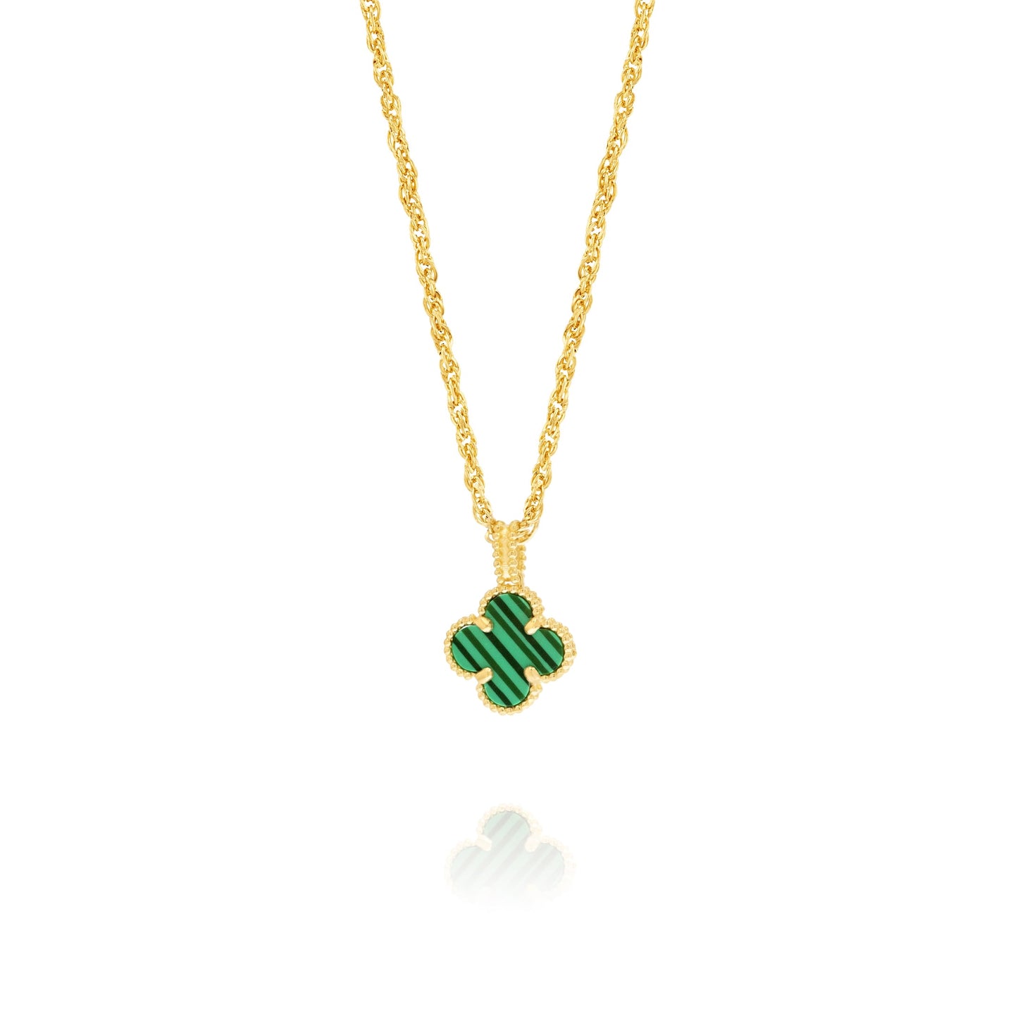 18K Pure Gold Green V.C Flower Jewelry Set