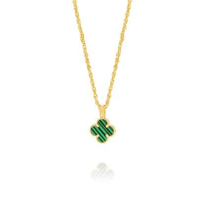 18K Pure Gold Green V.C Flower Jewelry Set