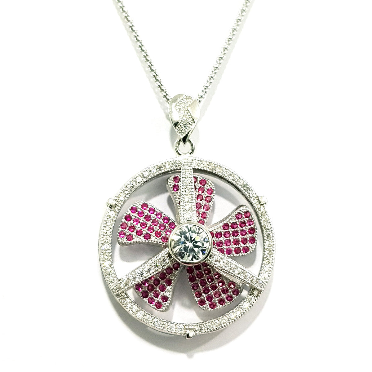 Real 925 Sterling Silver Round Propeller Necklace | Silver | 18K Gold Jewelry