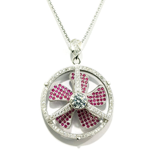 Real 925 Sterling Silver Round Propeller Necklace | Silver | 18K Gold Jewelry