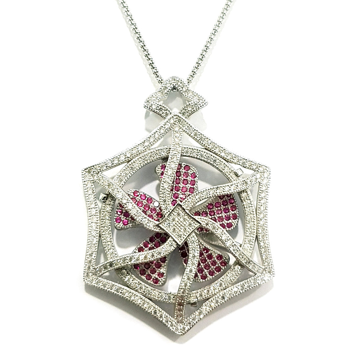 Real 925 Sterling Silver Hexagon Propeller Necklace | Silver | 18K Gold Jewelry