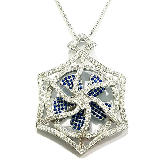 Real 925 Sterling Silver Hexagon Propeller Necklace | Silver | 18K Gold Jewelry