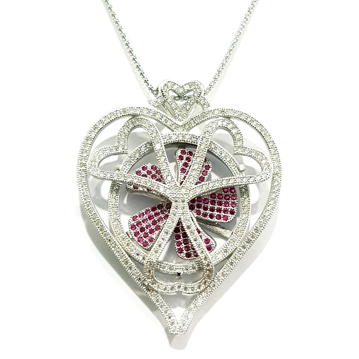 Real 925 Sterling Silver Heart Propeller Necklace | Silver | 18K Gold Jewelry