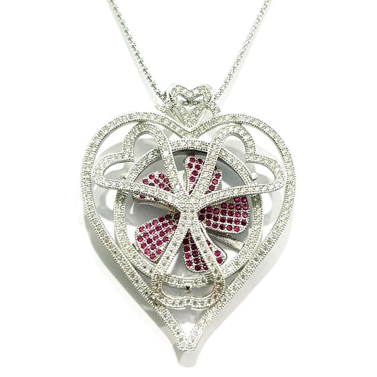 Real 925 Sterling Silver Heart Propeller Necklace | Silver | 18K Gold Jewelry