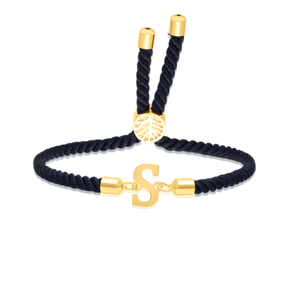 18K Pure Gold Thread Adjustable Letter S Bracelet