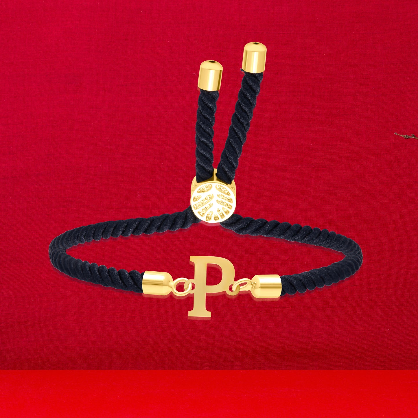 18K Pure Gold Thread Adjustable Letter P Bracelet