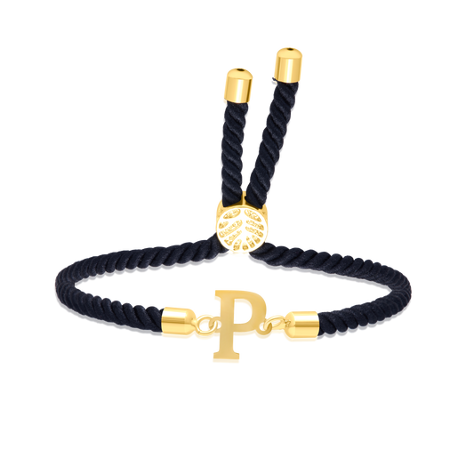 18K Pure Gold Thread Adjustable Letter P Bracelet