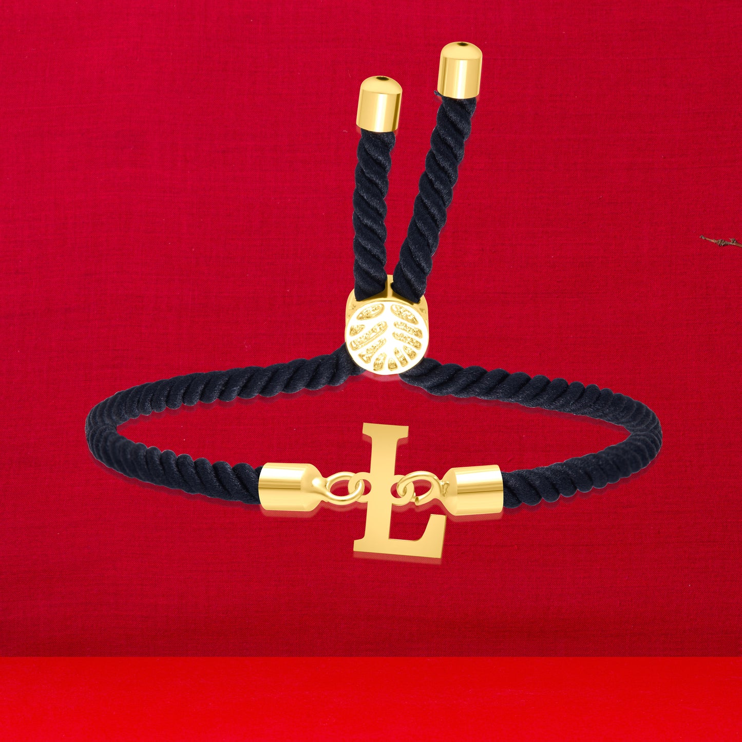 18K Pure Gold Thread Adjustable Letter L Bracelet