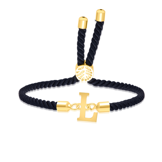 18K Pure Gold Thread Adjustable Letter L Bracelet