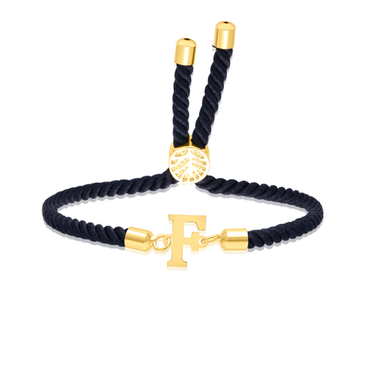18K Pure Gold Thread Adjustable Letter F Bracelet