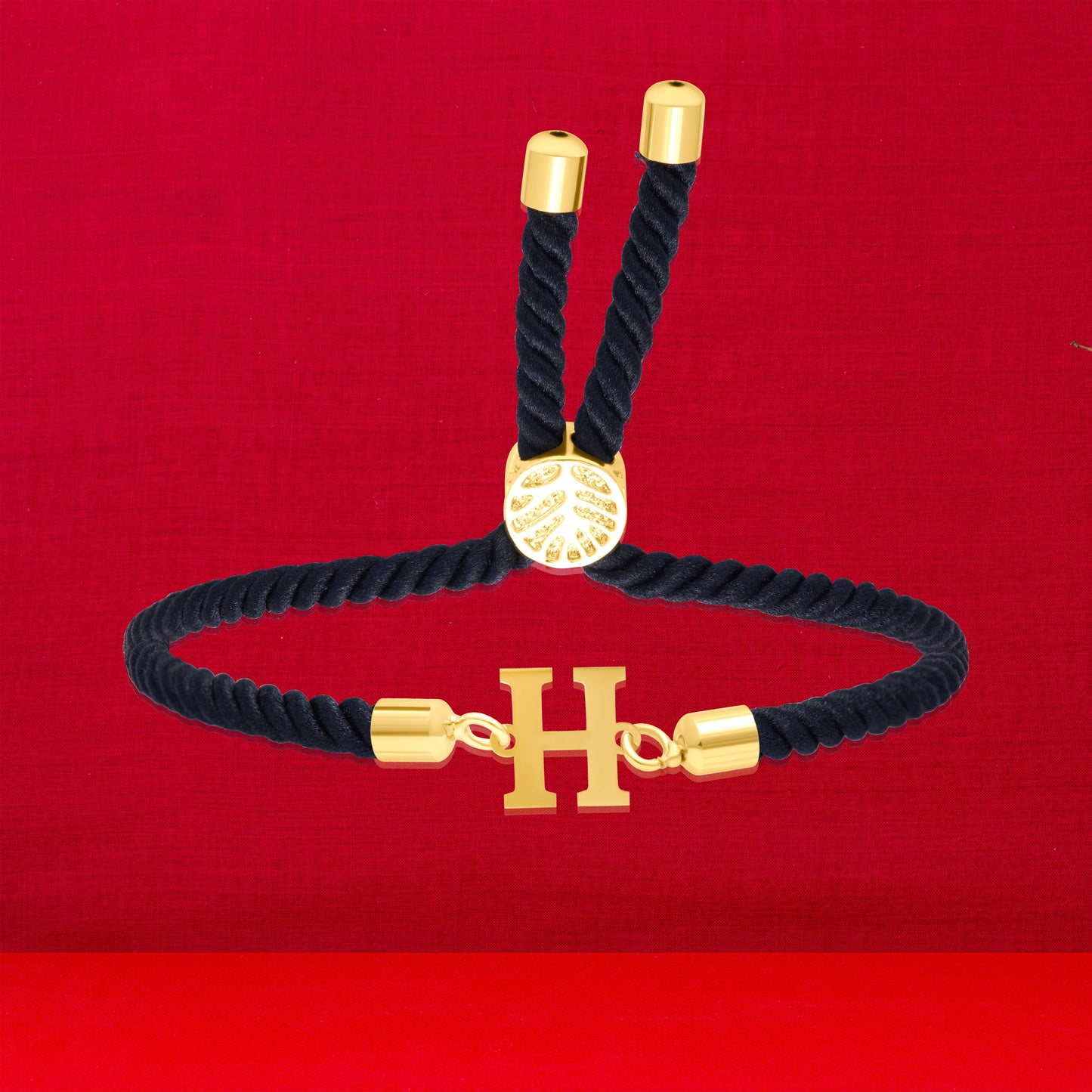 18K Pure Gold Thread Adjustable Letter H Bracelet