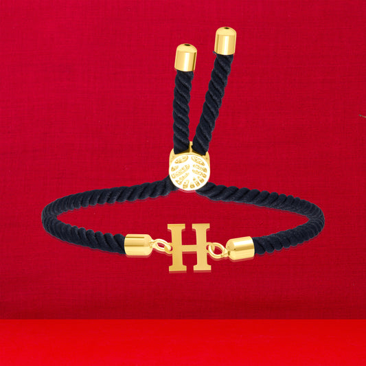 18K Pure Gold Thread Adjustable Letter H Bracelet