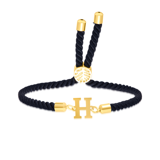 18K Pure Gold Thread Adjustable Letter H Bracelet