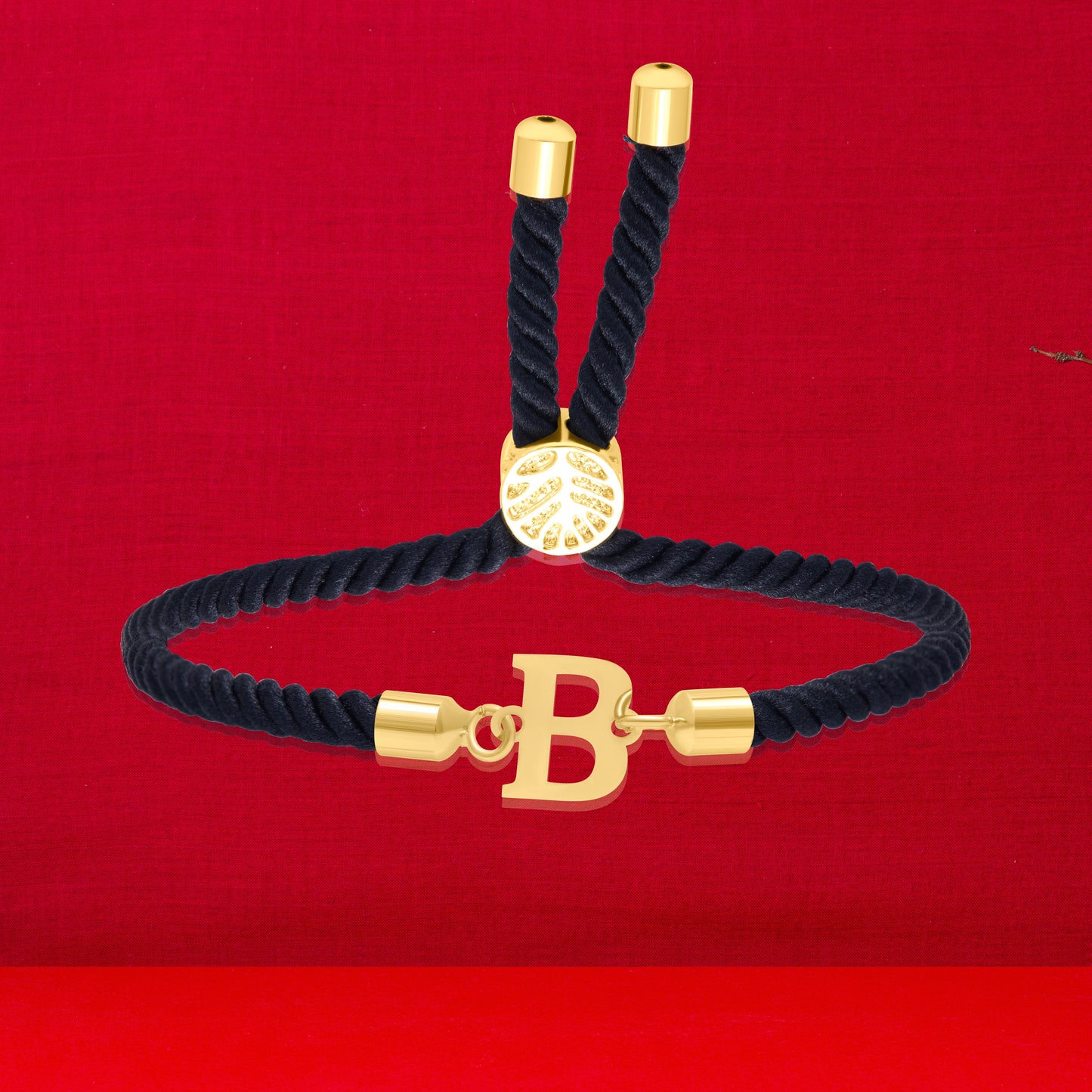 18K Pure Gold Thread Adjustable Letter B Bracelet