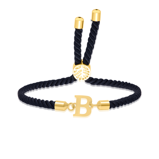 18K Pure Gold Thread Adjustable Letter B Bracelet